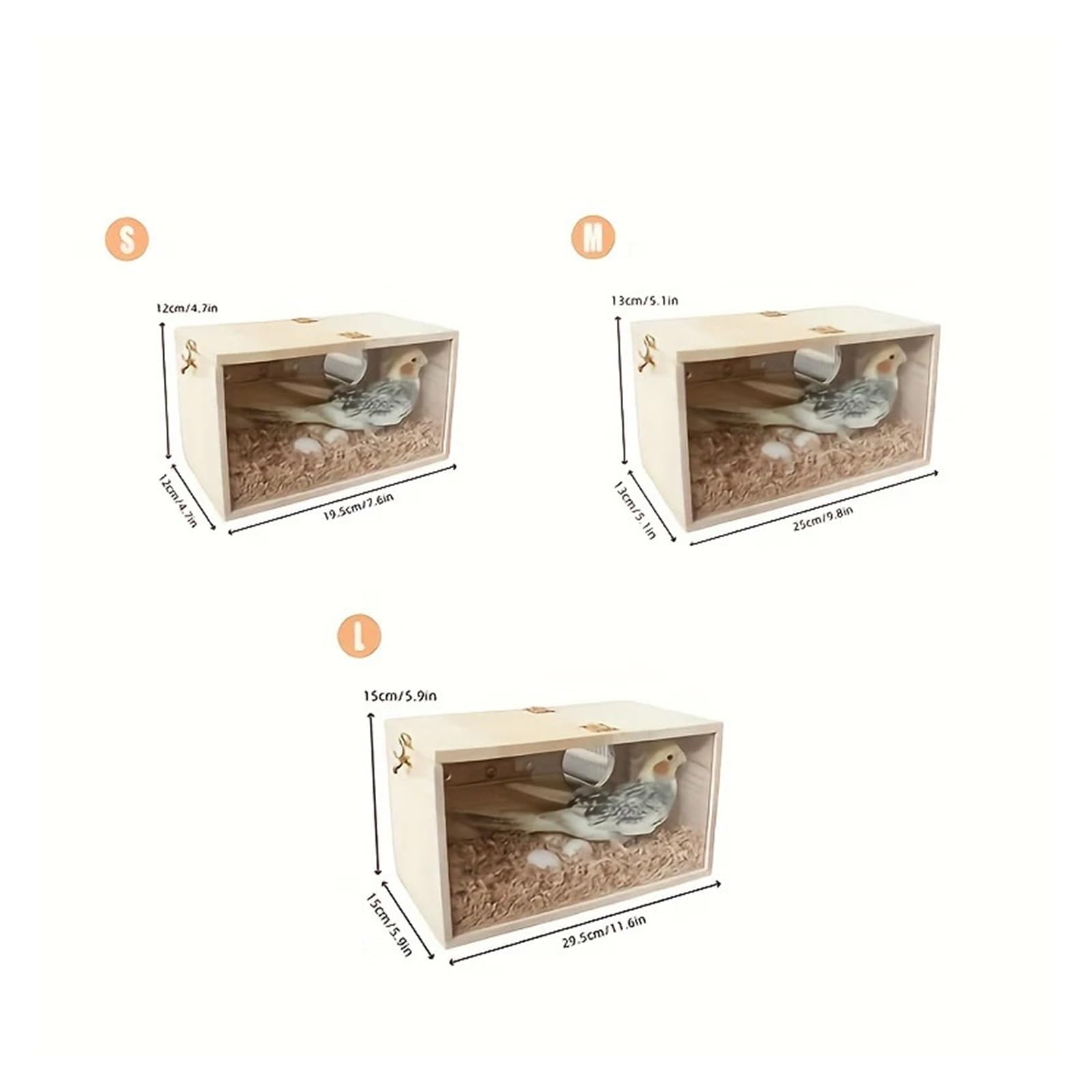 Nistkasten Holz Vogelhaus Nest Vögel Zucht Box Vogel Papagei Dekorative Käfige Haustier Zubehör Hause Balkon Dekoration(M)