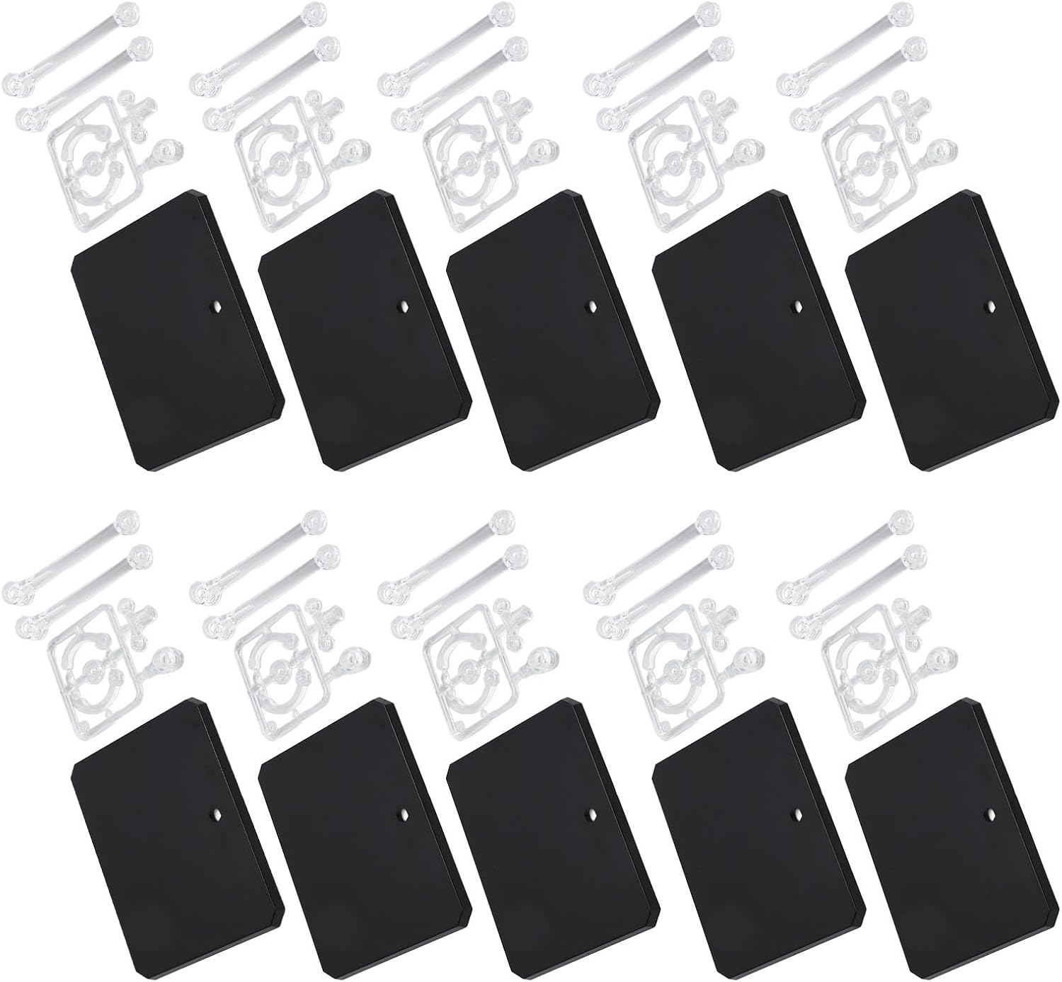 Semme 10 Pcs Action Figure Display Stand Set with Accessories for 6 Inch Dolls Transparent Base for Home Decor (Black)