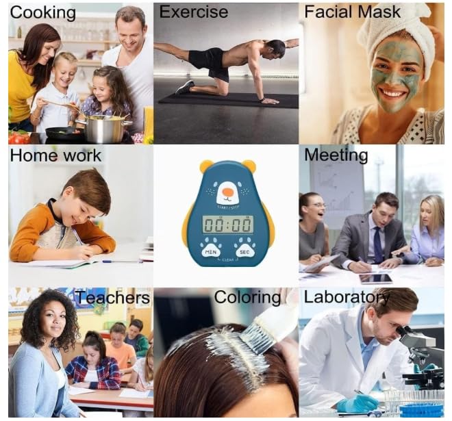 Image of Digital Kitchen Timer with On /Off Switch, Magnetic Digital Stopwatch with Big Digits & Loud Alarm - Easy-to-Read Timer for Cooking, Baking, and More (Sky Blue)