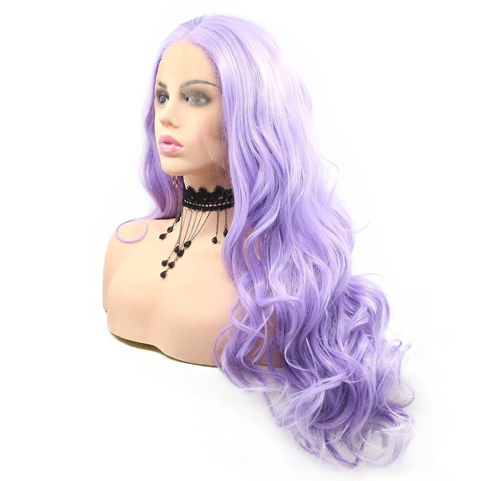 ?PURPLE 22”  LACE FRONT Synthetic Wig *NWT* Dark Purple Lace Front Wigs Human Hair 13x4 Deep Purple Lace  main image 2