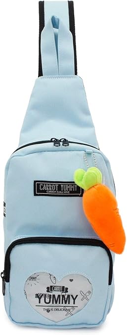 Amazon カノンコード 総柄 にんじん ボディバッグ 斜めがけ キッズ 女の子 子供 小学生 Mskyx641 ライトブルー Kanonchord カノンコード ショルダーバッグ ポシェット