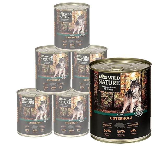 Dehner Wild Nature - Comida húmeda para Perros, sin Cereales, sin azúcar, para Perros Adultos, jabalí, 6…