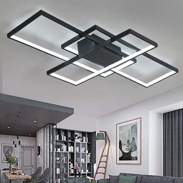 LED living room lamp ceiling light dimmable 3000 K - 6500 K acrylic shade remote light colour/brightness adjustable ceiling lamp modern chic designer lamp for dining room bedroom kitchen Modern Black