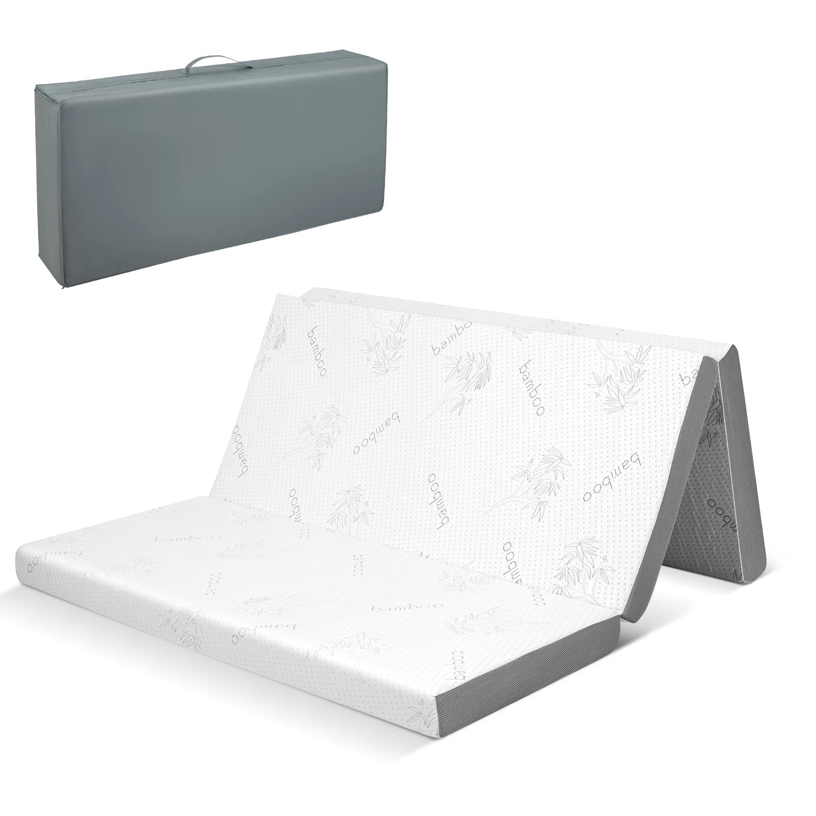 KOMFOTT 4” TriFolding Mattress with Storage Bag Queen Size, Cool Gel