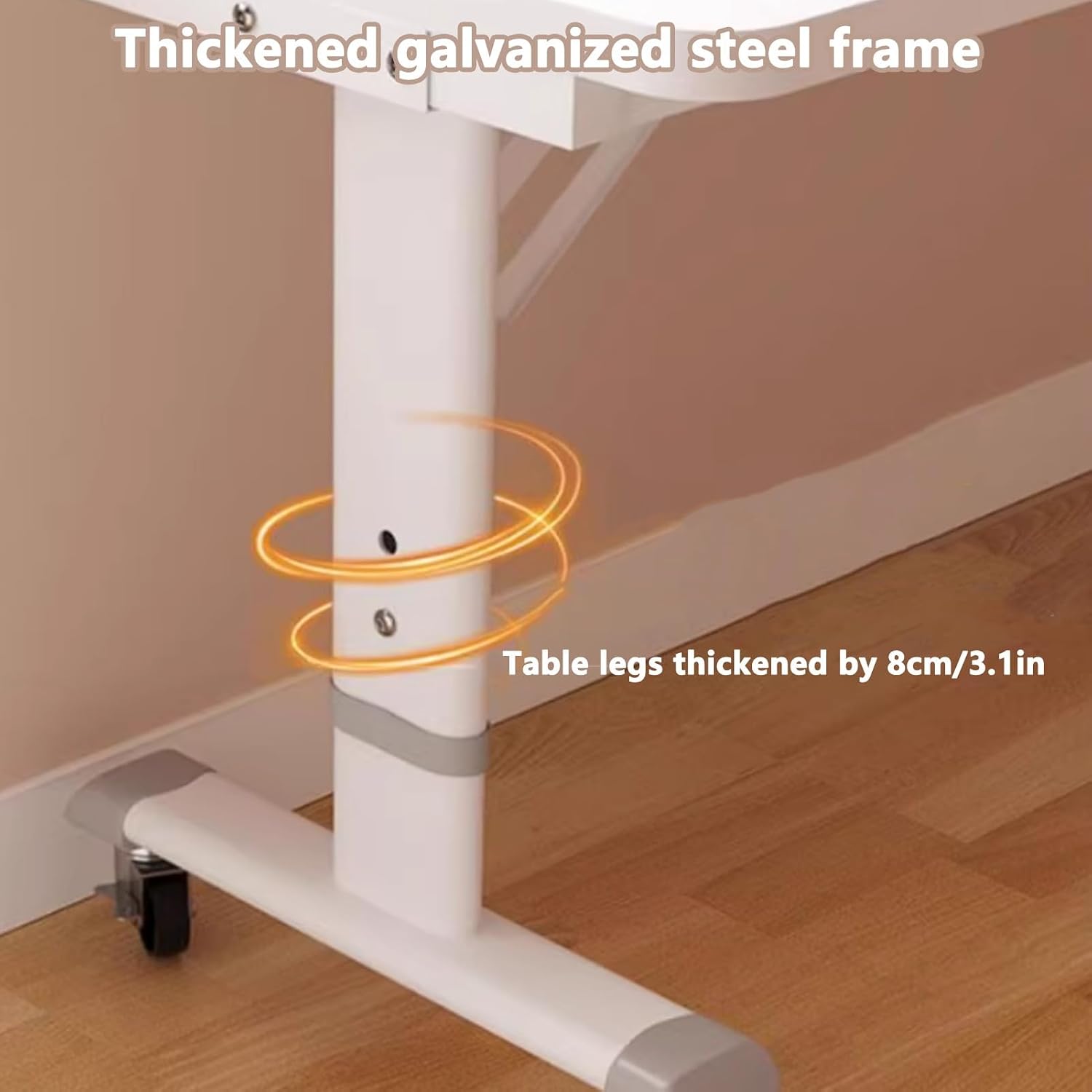 Overbed Table with Swivel Wheels, Bedside Over The Bed Table Adjustable Height, Standing Laptop Cart for Elderly, Hospital Patients, Home(150x60cm/59x23.6in)