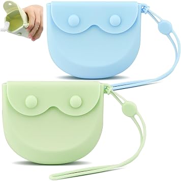 LELE LIFE 2Pcs Silicone Retainer Case with Vent Holes, Unbreakable Retainer Holder with Hand Strap Slim Retainer Container Box for Travel Partial Denture Night Mouth Guard Aligner Case Green + Blue