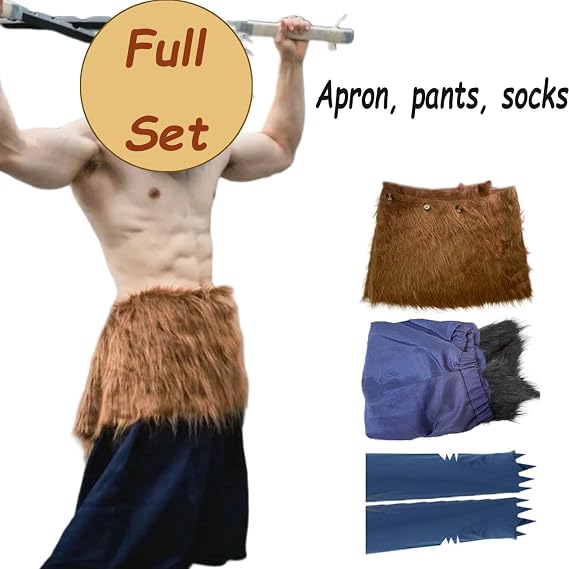 Inosuke Cosplay Costume Apron Pants Anime Hashibira Pant Tube Full Set for Adult Men Women