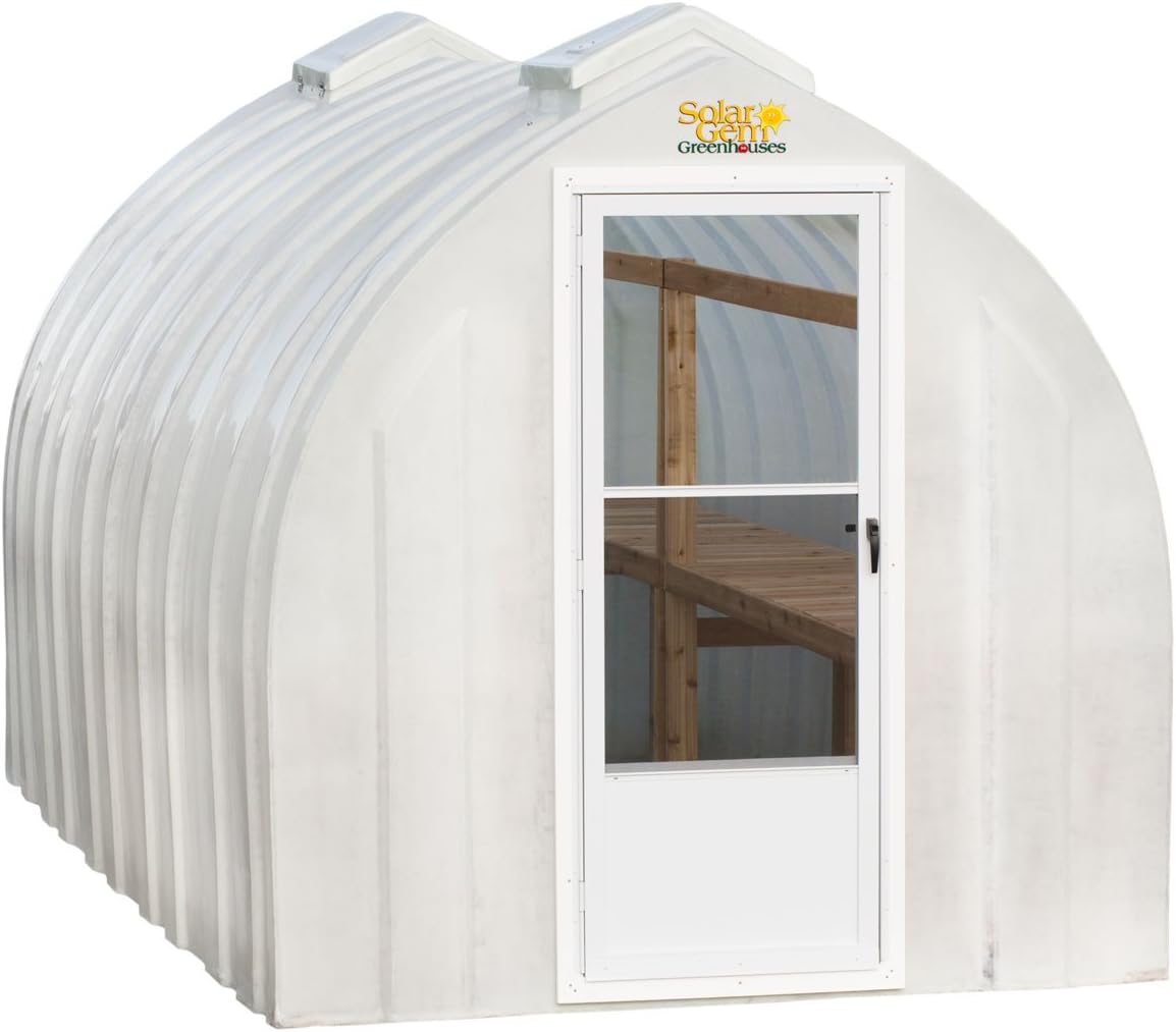 Solar Gem 8' x 12' Medium, Fully Assembled, Heavy Duty, Walk-in Fiberglass Greenhouse