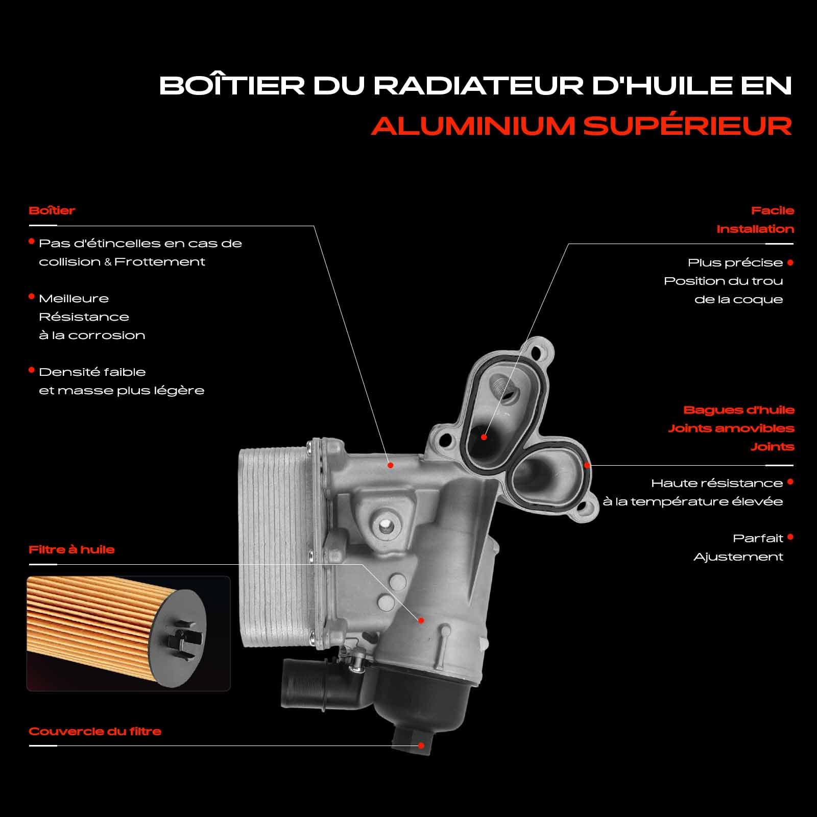 Frankberg Refroidisseur d'huile, huile moteur, refroidissement par eau
