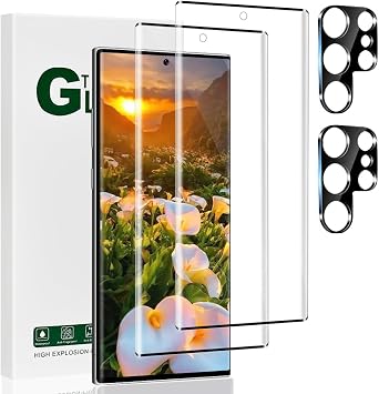 [2+2 Pack] For Samsung Galaxy S23 Ultra 5G 6.8 Tempered Glass Screen Protector, Camera Protector, 9H Tempered Glass Scratch Resistant, Ultrasonic Fingerprint Support, 3D HD Curved,touch sensitive