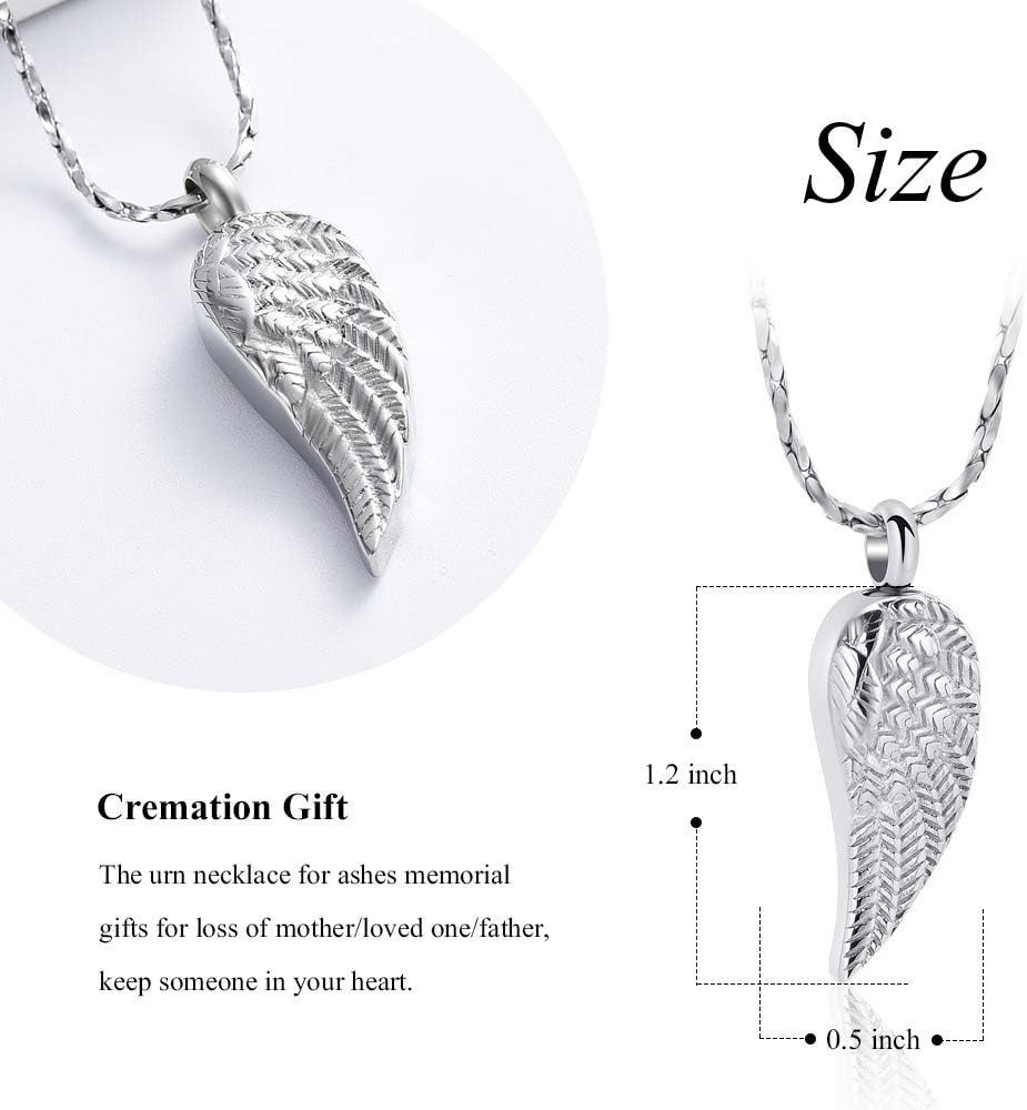 Imrsanl Angel Wing Cremation Jewelry Urn Necklace for Ashes for Women Men Stainless Steel Urn Pendant Ashes Holder Memorial Jewelry - Image 2