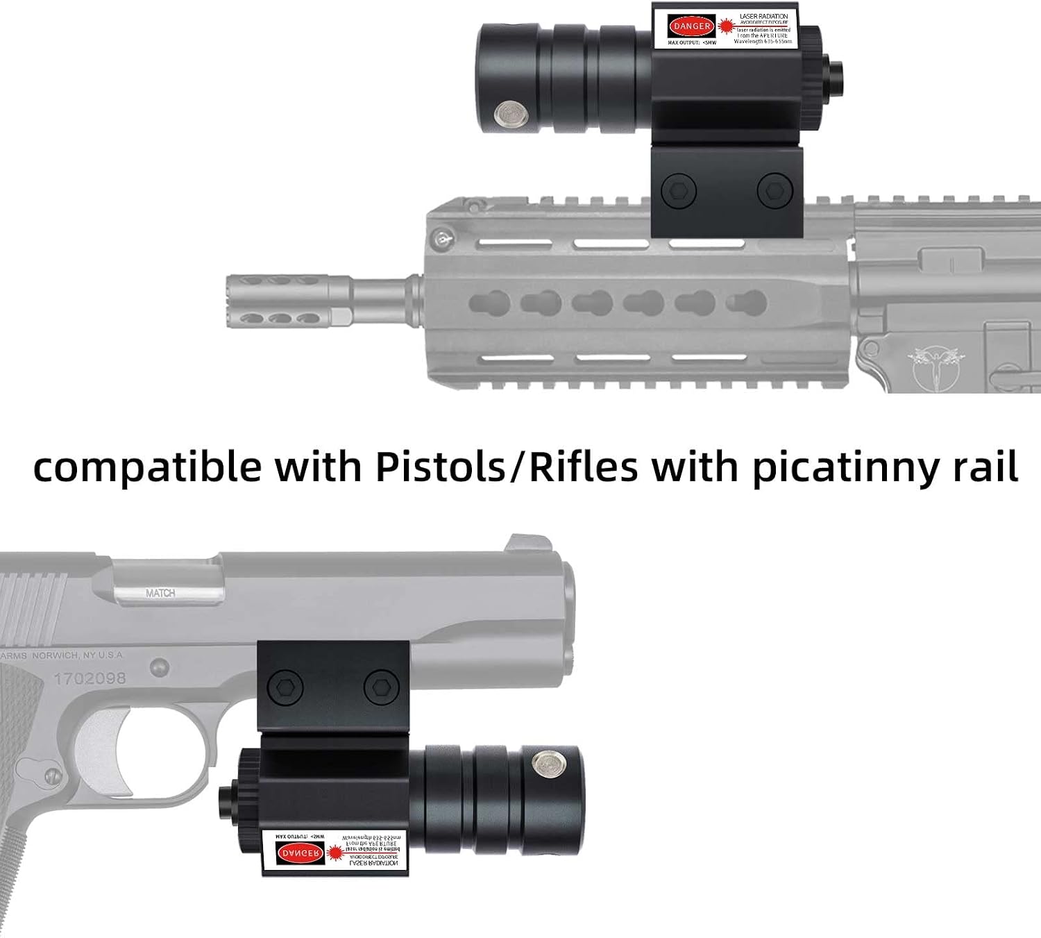Beileshi Tactical Compact Red Laser Beam Dot Sight for Pistol/Handgun/Rifle Picatinny Rail Mount Less Than 5mW Output