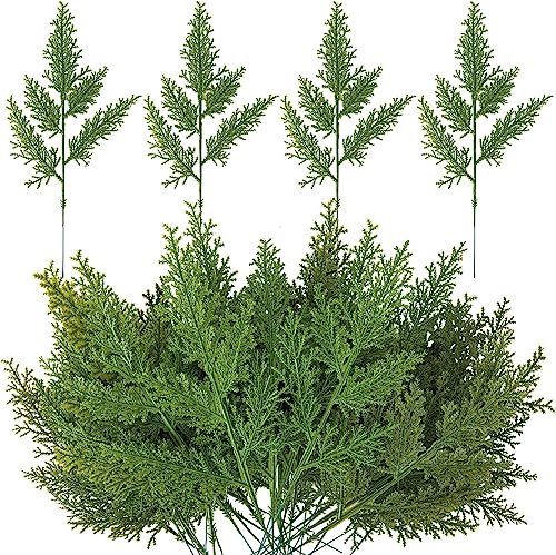 Purple Star Lot de 40 branches artificielles de cèdre vert de 31,5 cm, tiges de pin en cèdre synthétique pour bricolage, guirlande, décoration de Noël et décoration de jardin