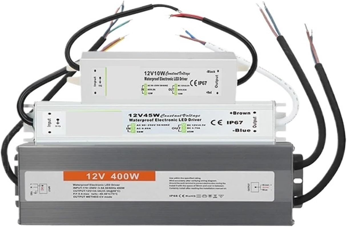 1pcs 12V 10W-400W IP67 Switching Power Supply LED Lighting Transformer AC to DC 12V Constant Voltage DC LED Driver Adapter(DC 12V_20W)