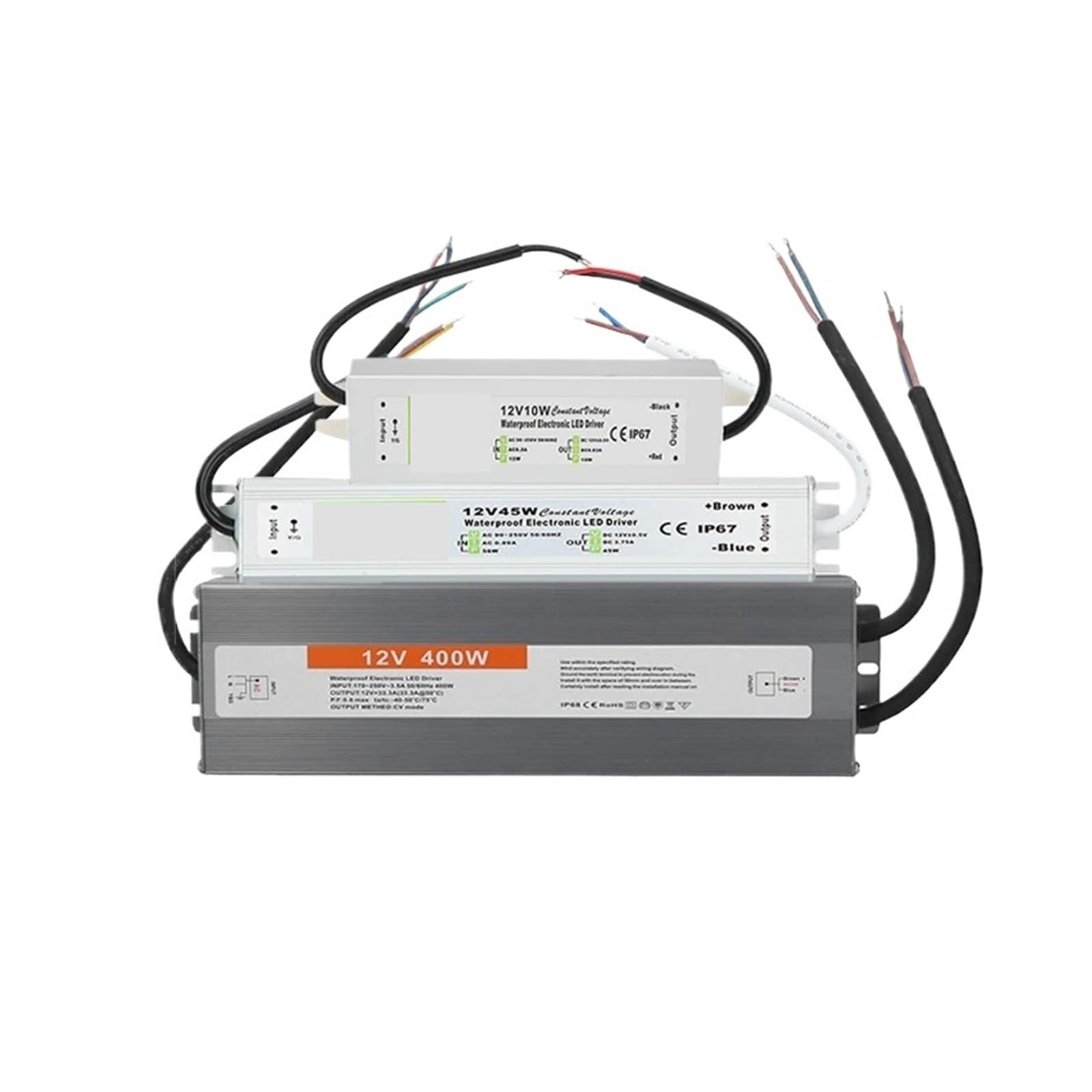 XDDQWSWA 1pcs 12V 10W-400W IP67 Switching Power Supply LED Lighting Transformer AC to DC 12V Constant Voltage DC LED Driver Adapter(200W)