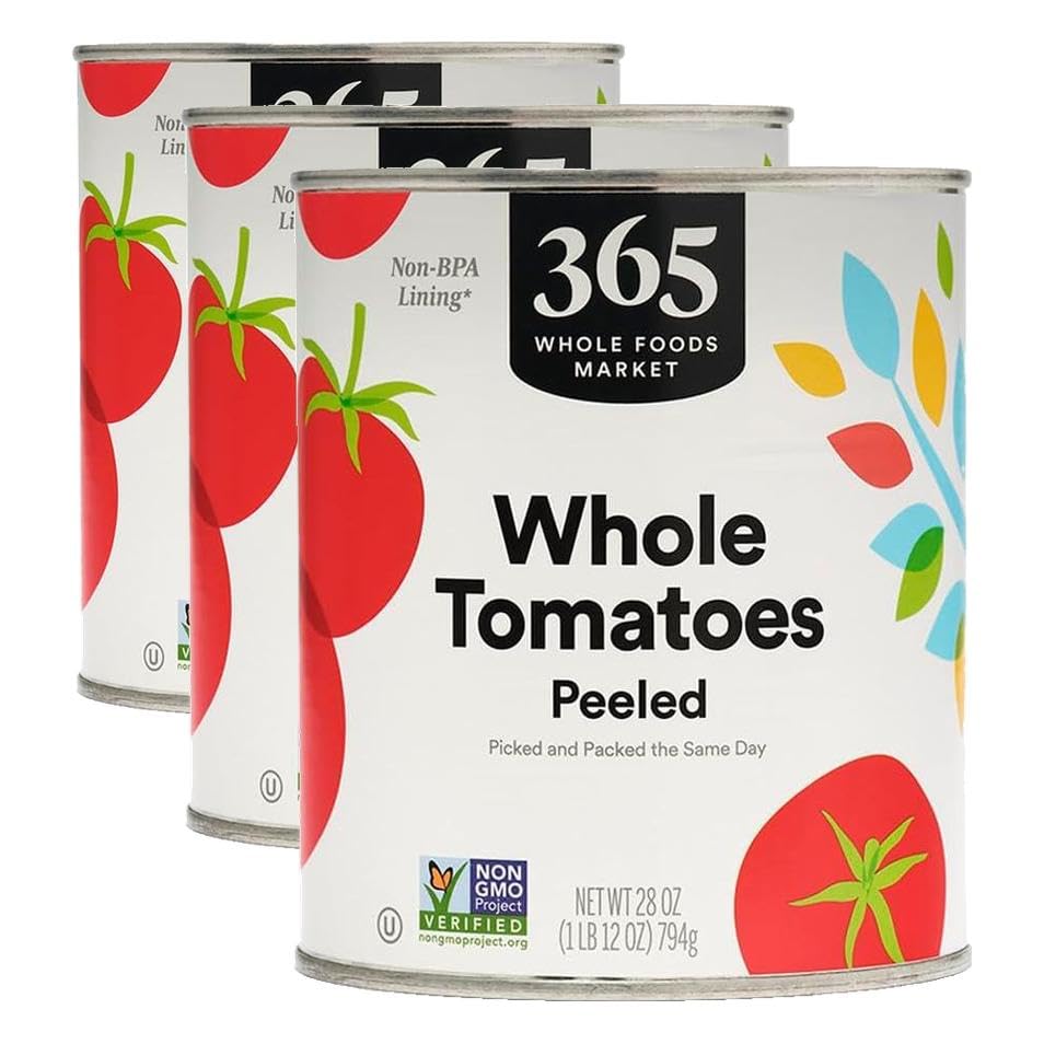 365 by Whole Foods Market, Tomatoes Whole Peeled, 28 Ounce (Pack of 3)