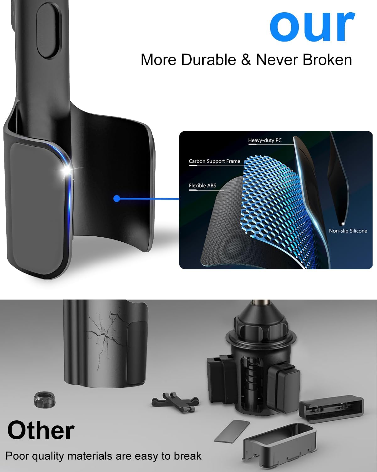 Car Cup Holder Tablet Mount [Fit Round & Square Cup Holders] ipad Cup Holder Mount for Truck, Tesla with Metal Telescopic Arm, Cupholder Tablet Holder for 4-13" iPad Pro Air, Z Fold, iPhone