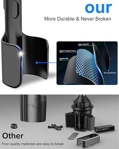 Miniatura 5 de Soporte para tablet de automóvil compatible con portavasos redondos y cuadrados soporte para iPad para camión, Tesla con brazo telescópico de metal,