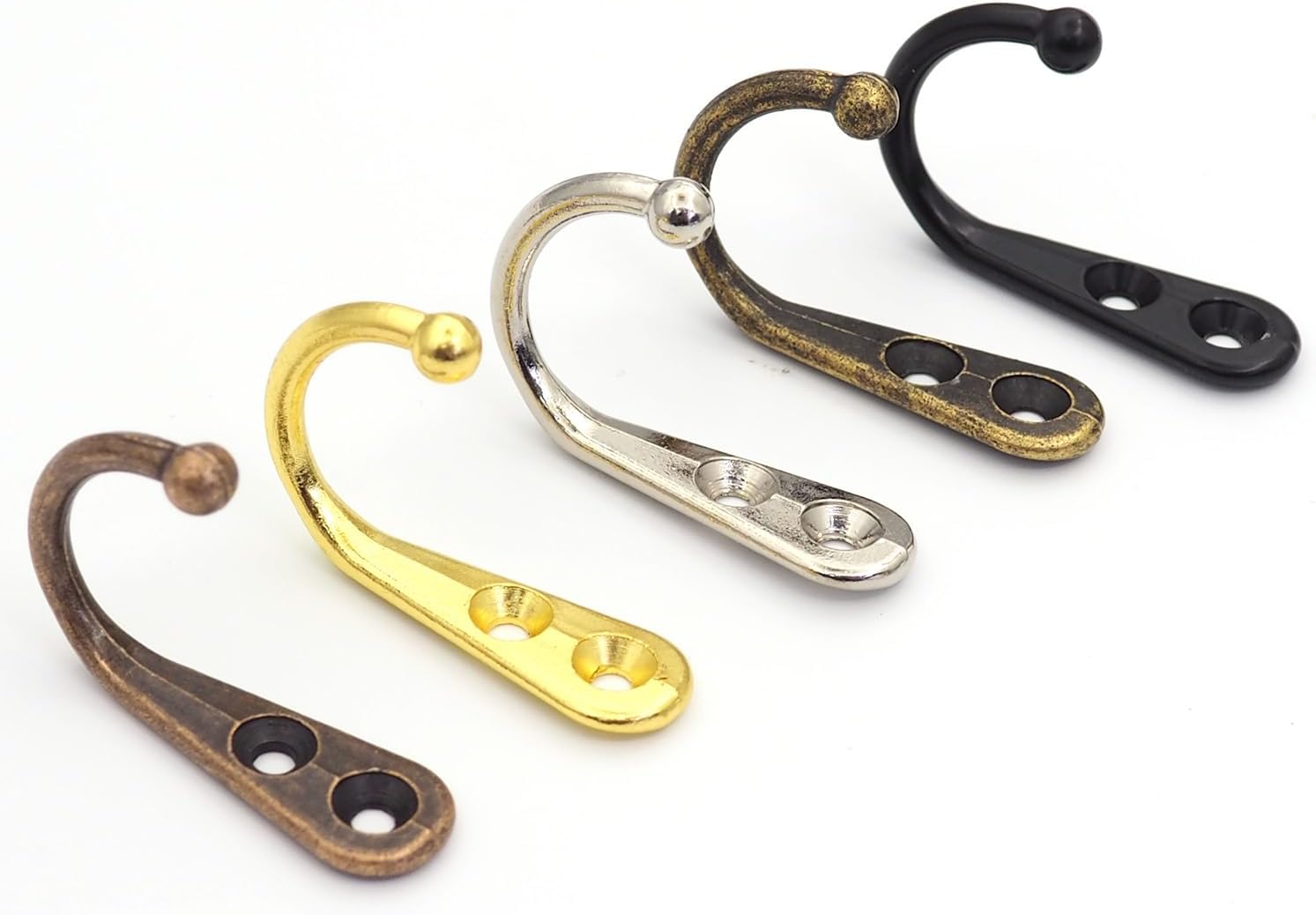 10Pcs Zinc Alloy Wall Hooks Clothes Hooks Set with 40 Screws for Towel, Key, Robe, Scarf, Bag, Cap, Coffee Cup, Mugs (Copper Color)