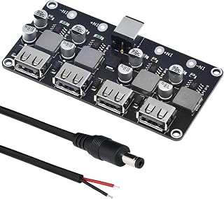 6-32V 9V 12V 24V から 5V 高速充電モジュール 4 ポート USB QC3.0 QC2.0 DC-DC 降圧コンバーター ステップダウン急速充電器回路基板 USB ケーブル付き 24AWG ワイヤー