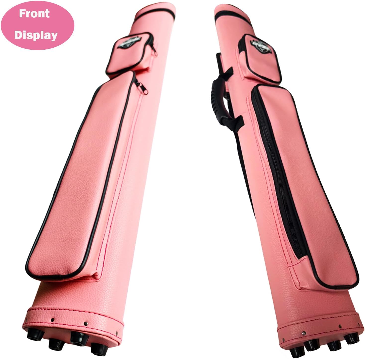 2×2 Oval Hard-Shell Pool Cue Case Premium Waterproof Leather Billiard Carrier with Reinforced Base & Padded Strap