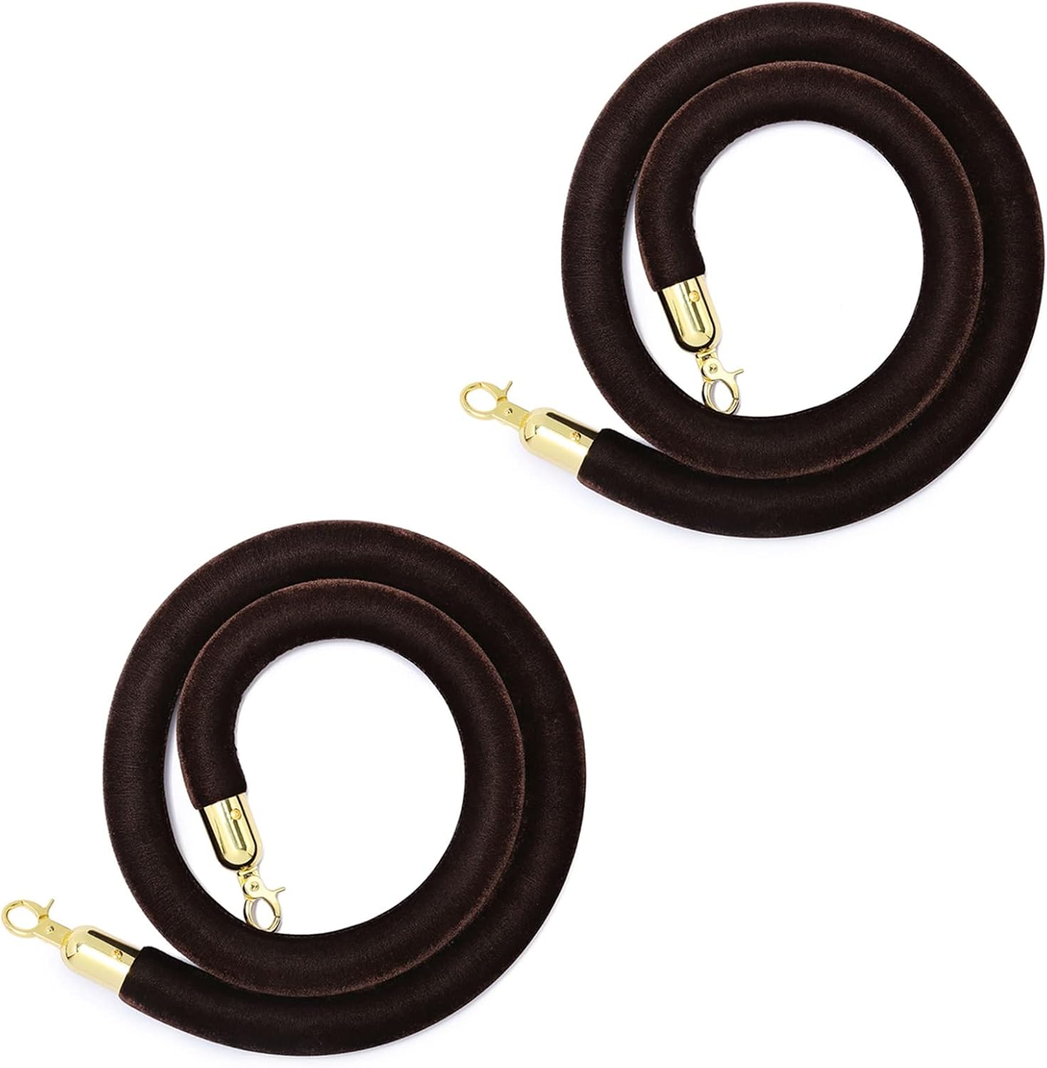Velvet Barrier Rope,Rope Queue Barrier Belt, 2 Pack Velvet Rope, Flexible Stanchion Rope Thick 3.8cm Crowd Control Rope Barrier, Queue Line Divider Cord for Entrance Party (Brown 1.2m (4 feet))