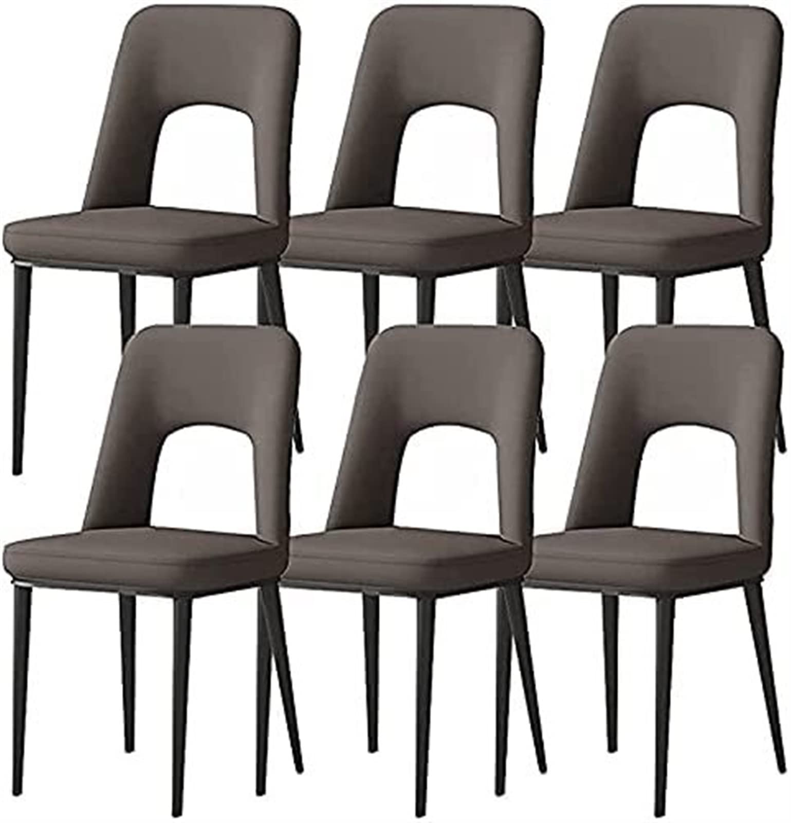 SJIALEN Modern Dining Chairs Set of 6, Office Lounge Kitchen Bedroom Chairs Faux Matte Leather Upholstered Carbon Steel Legs Side Chairs Kitchen Chair (Color : Light Gray, Size : 40x48x85cm)
