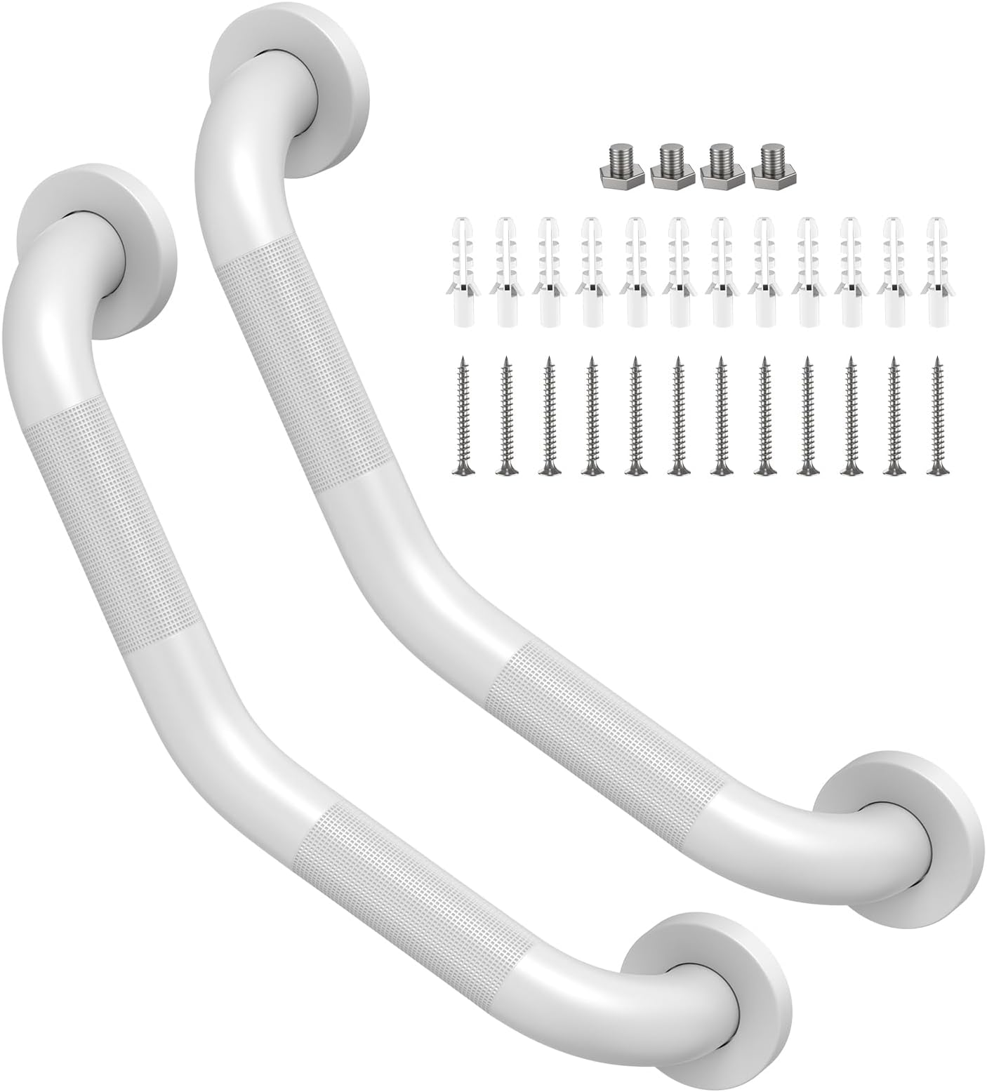 ZUEXT 2 Pack 16 Inch Angled White Anti Slip Shower Grab Bar w/Knurled Grip