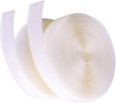 1" Inche Width White Sew on Hook & Loop - Premium Grade Non-Adhesive Sew-on Style Sold Includes Hook and Loop Both Strips Interlocking Tape Sold by 5, 10, 27 Yards White - 27 Yards