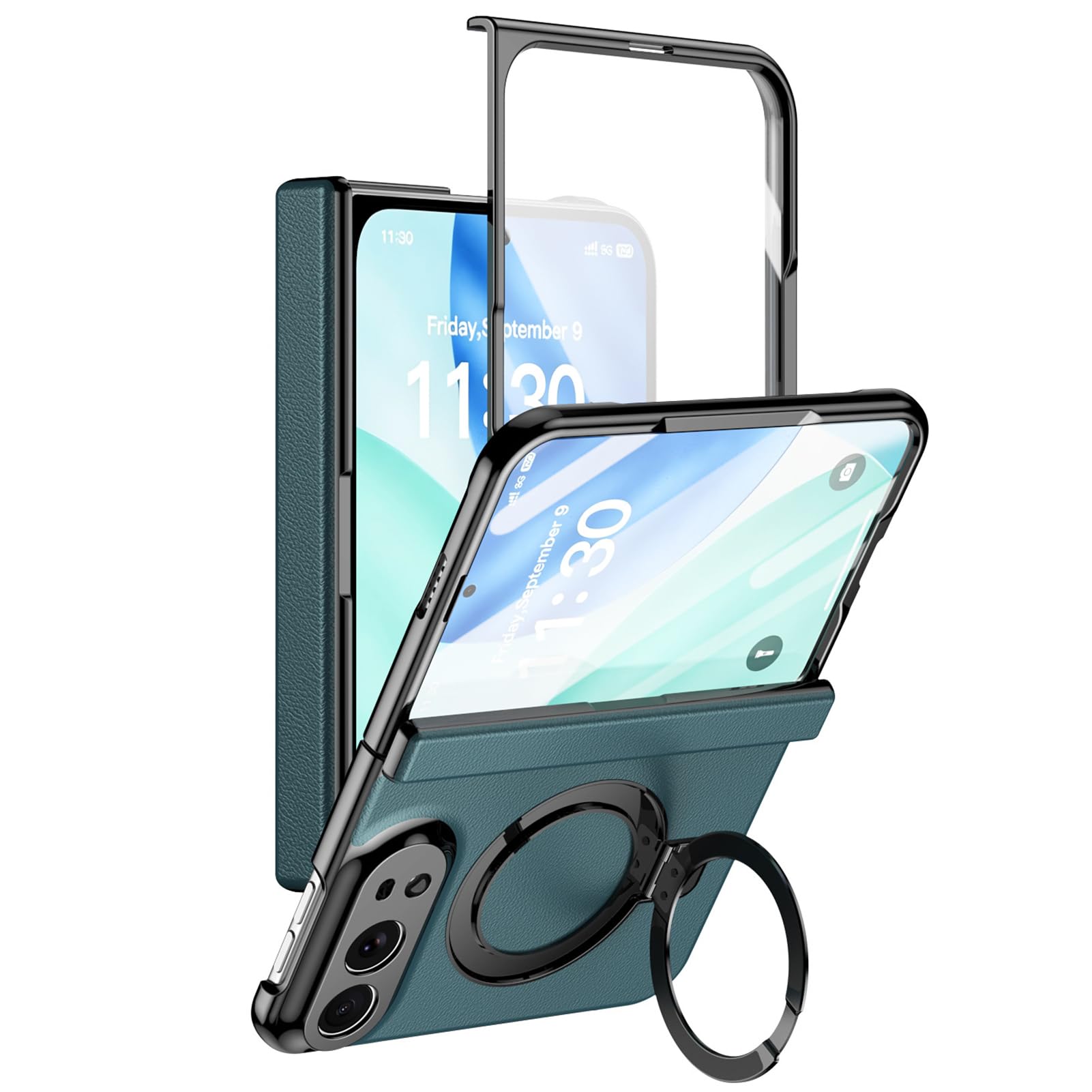 Charnière Coque pour iPhone Duo, Magnétique Anneau Rotatif