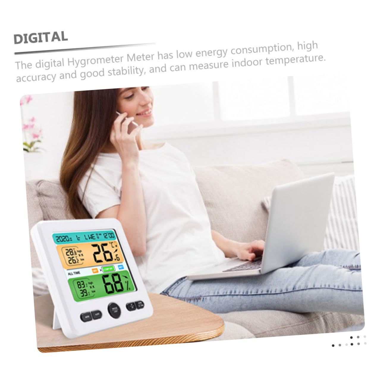 Termometro Digitale da Parete con Igrometro Ampio Display Leggibile Monitor Temperatura e Umidità per Interni per Casa Ufficio e Ambienti Pubblici