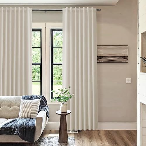 Miniatura 8 de Cortinas 100% opacas de 84 pulgadas de largo, juego de 2 paneles para dormitorio, sala de estar, cortinas de lino natural con aislamiento térmico,