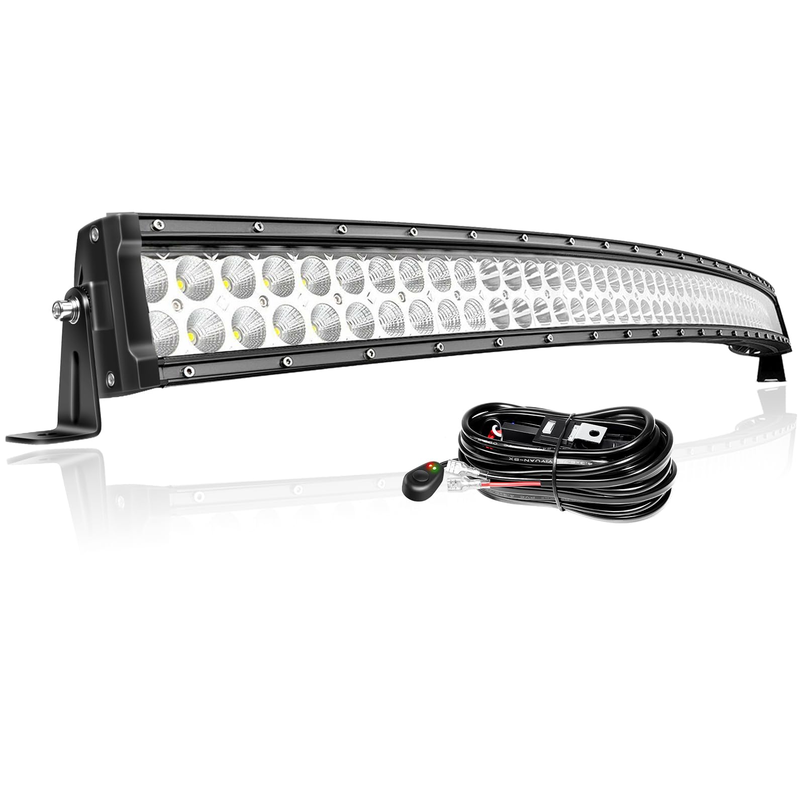 RIGIDON 52 Pouces 130 cm 675W Slim incurvée barre de led 4x4 avec 12v faisceau de câblage kit, Led light bar, Barre lumineuse led pour offroad Véhicules Voiture camions ATV