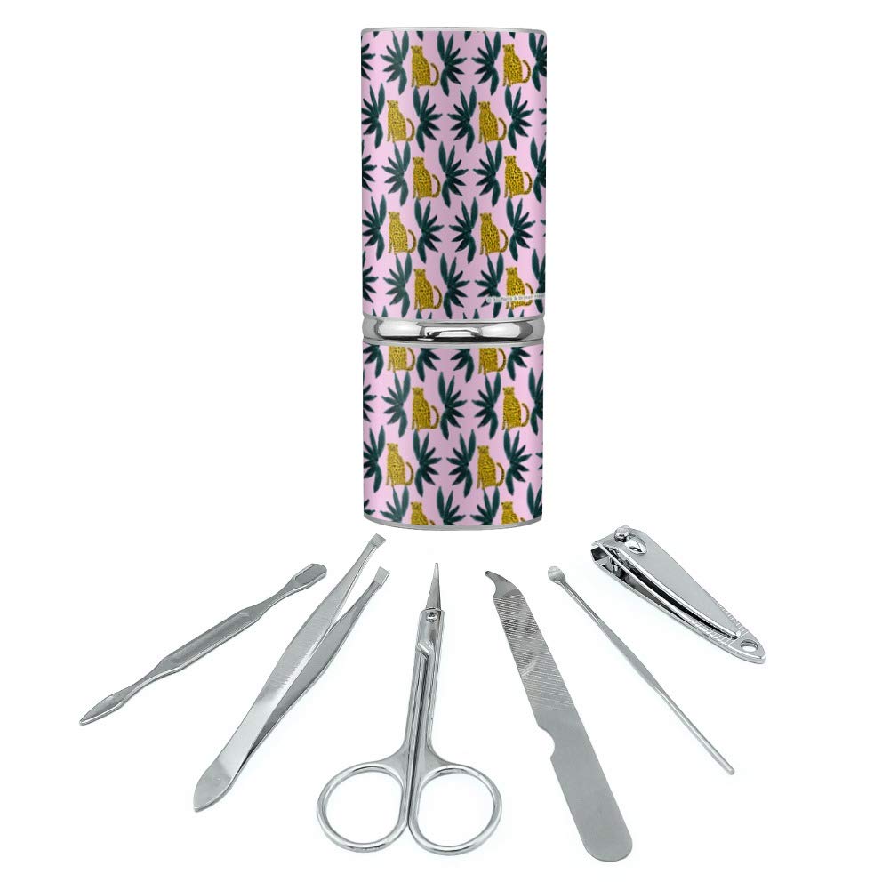 Cheetah and Leaves Stainless Steel Manicure Pedicure Grooming Beauty Care