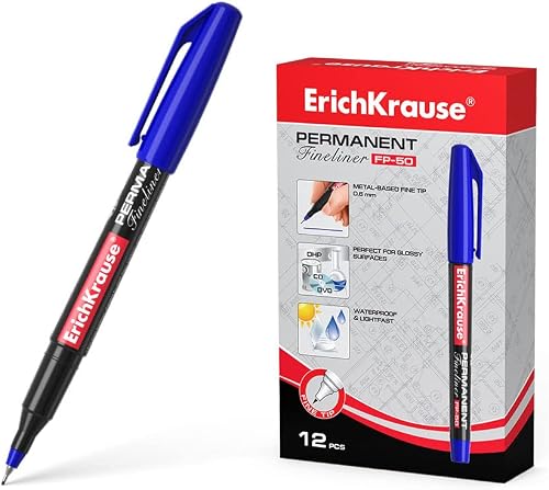 ERICHKRAUSE Permanentmarker Fp-50, feine Spitze, 0,6 mm, licht- und wasserfest, 