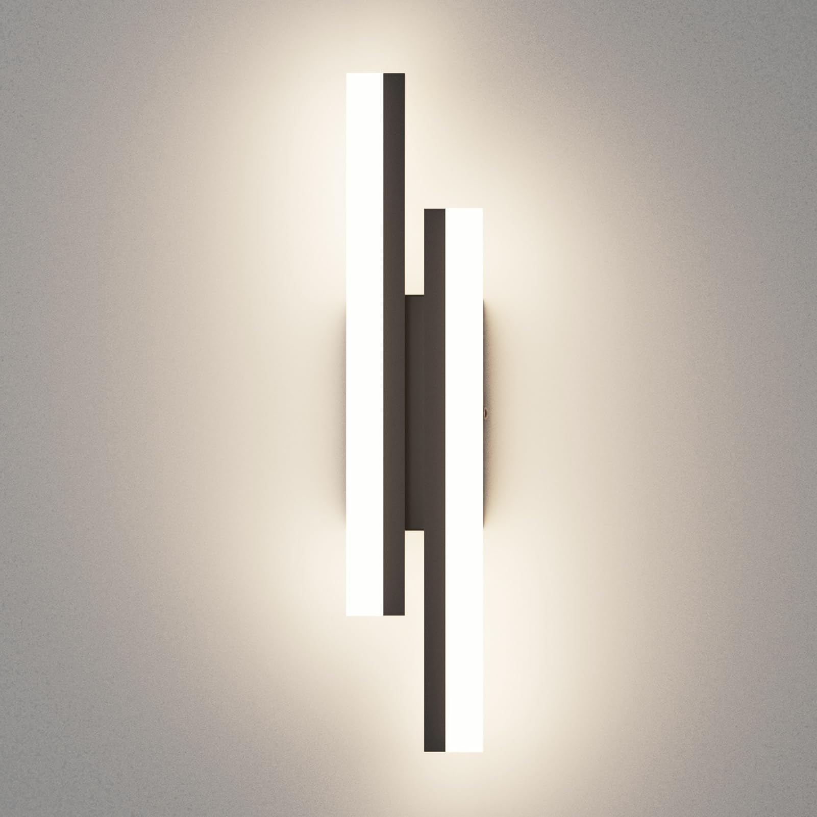 Klighten Aplique Pared Led Interior 40cm, 12W 850LM, Lámpara de pared Decorativo Mordern, Luz de pared para Dormitorio, Sala de Estar, Escalera, 110-240V, Blanco neutro 4000K, Negro