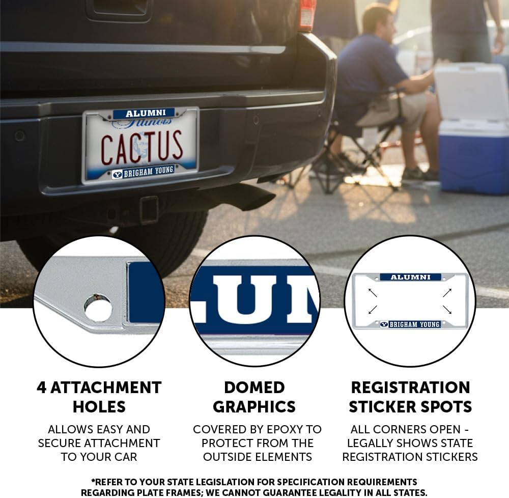 Desert Cactus Brigham Young University Car Accessories Cougars Metal License Plate Frame and Tag Holder for Front or Rear of Car (Alumni)