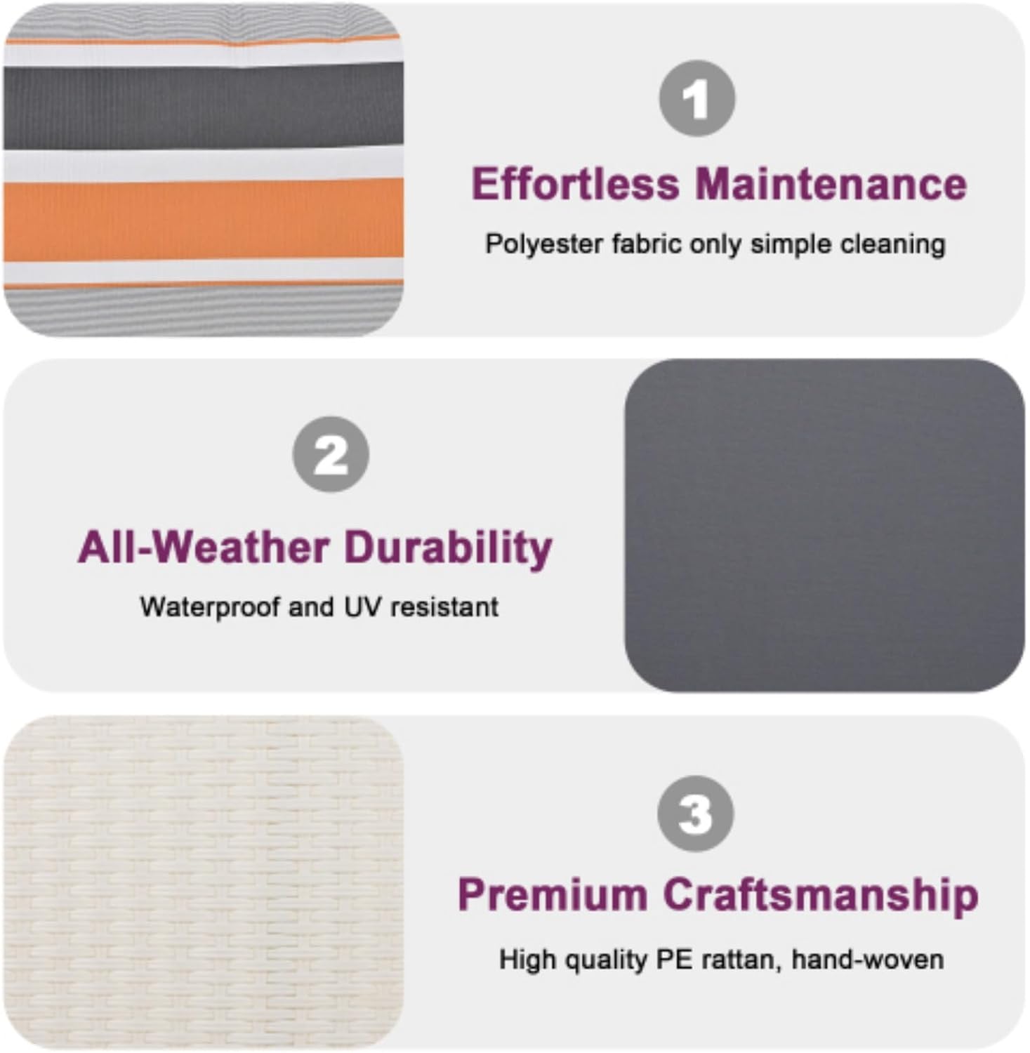 PE Wicker Porch Swing, 2-Seater Hanging Bench with Chains, Patio Swing for Backyard Garden Poolside Lawn, White + Grey