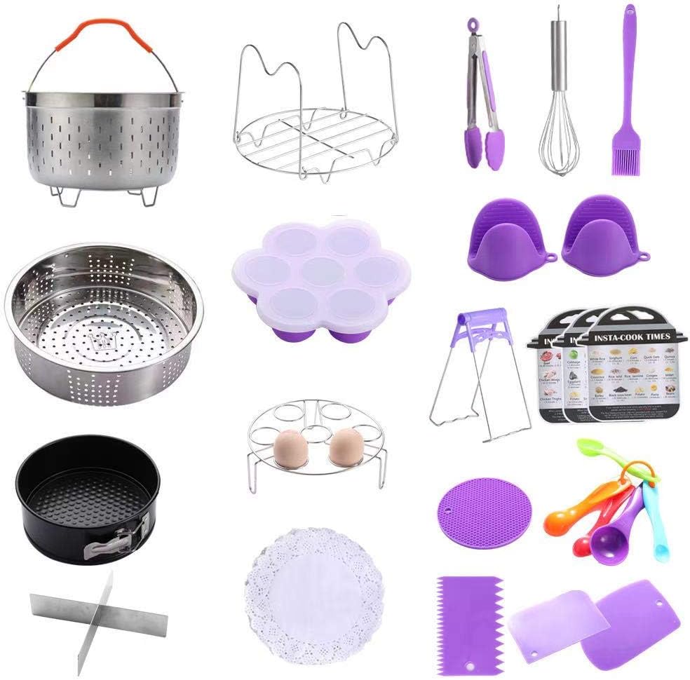 Geezo Pressure Cooker Pot Accessories 121 Pieces Pressure Cooker Accessories Kit for 5/6/8qt Electric Pot Air Fryer,Non-stick Springform Pan,Egg Rack,Egg Bites Mold,Kitchen Tong,Dish Plate Clip