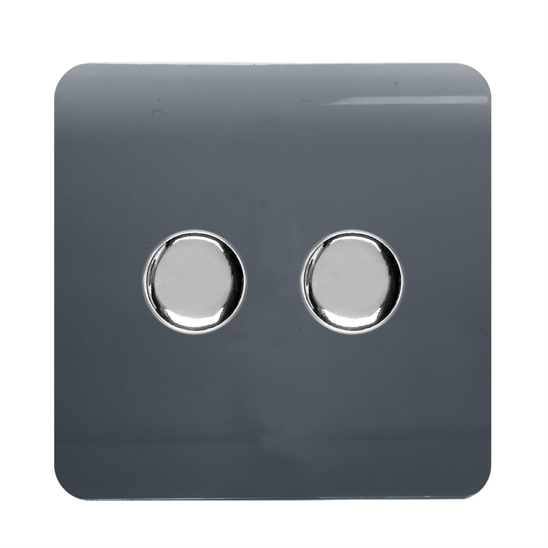 Trendi Switch Trendi 2 Gang 2 Way 100W Led Dimmer Screwless 10 Amp Light Switch - Warm Grey