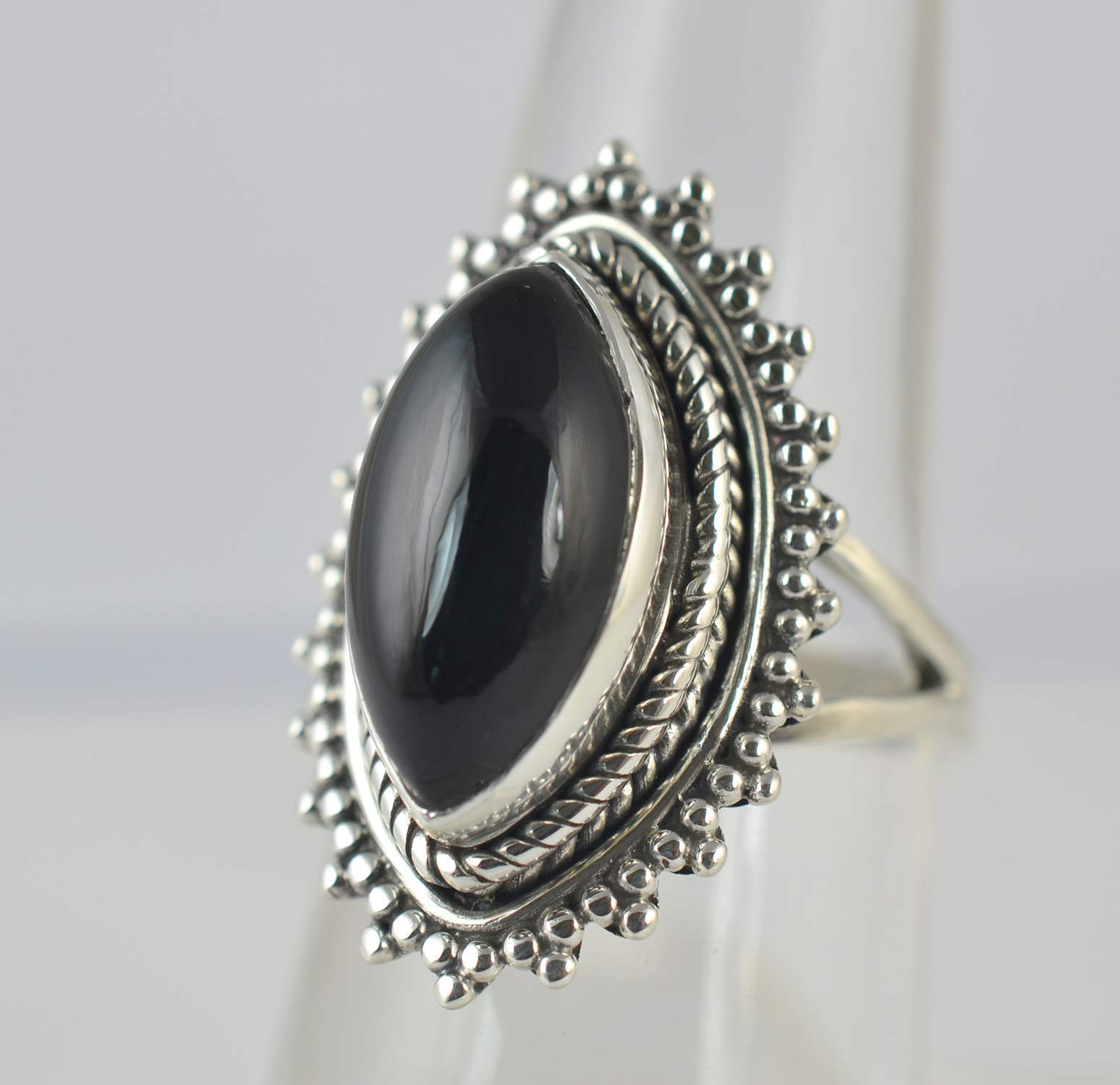 Schwarzer Onyx-Ring aus 925er Sterlingsilber