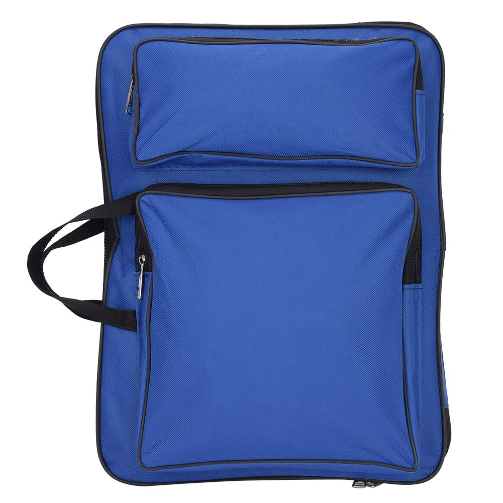 TOPINCN Bolsa de Arte A3 Saliente para Sketchpad y Panel 8K - Mochila Impermeable para Pintura con Clip y Hombros - Azul - Suministros de Artesanía y Costura