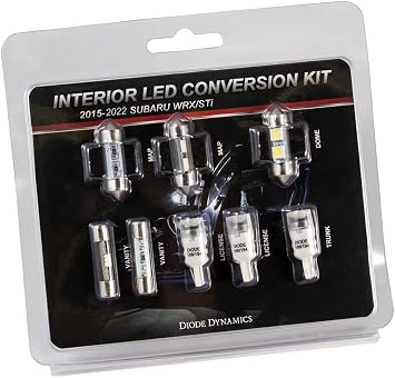 Diode Dynamics Cool White LED interior bulb pack compatible with Subaru WRX STi 2015-2021, Stage 1