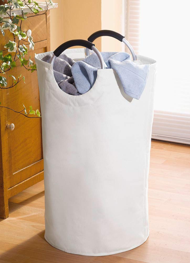 WENKO Wäschesammler Mod. Jumbo stabile Multifunktionstasche mit Tragegriffen faltbarer Shoppingbegleiter 69 l Stauraum Stone Beige Maße 38 x 72 cm