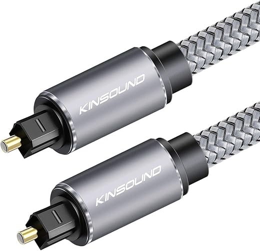 Kinsound Digital Optical Gold-Plated Toslink Male To Male Optical Cable For Monitor, Television, Projector (2M)