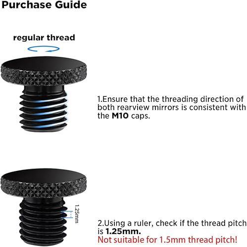 Miniatura 3 de Evermotor M10 - Tapones de orificio para espejo de motocicleta CNC Aluminio Tapones de corte Tornillos con oxidación anódica 0.394 in 2 x en sentido