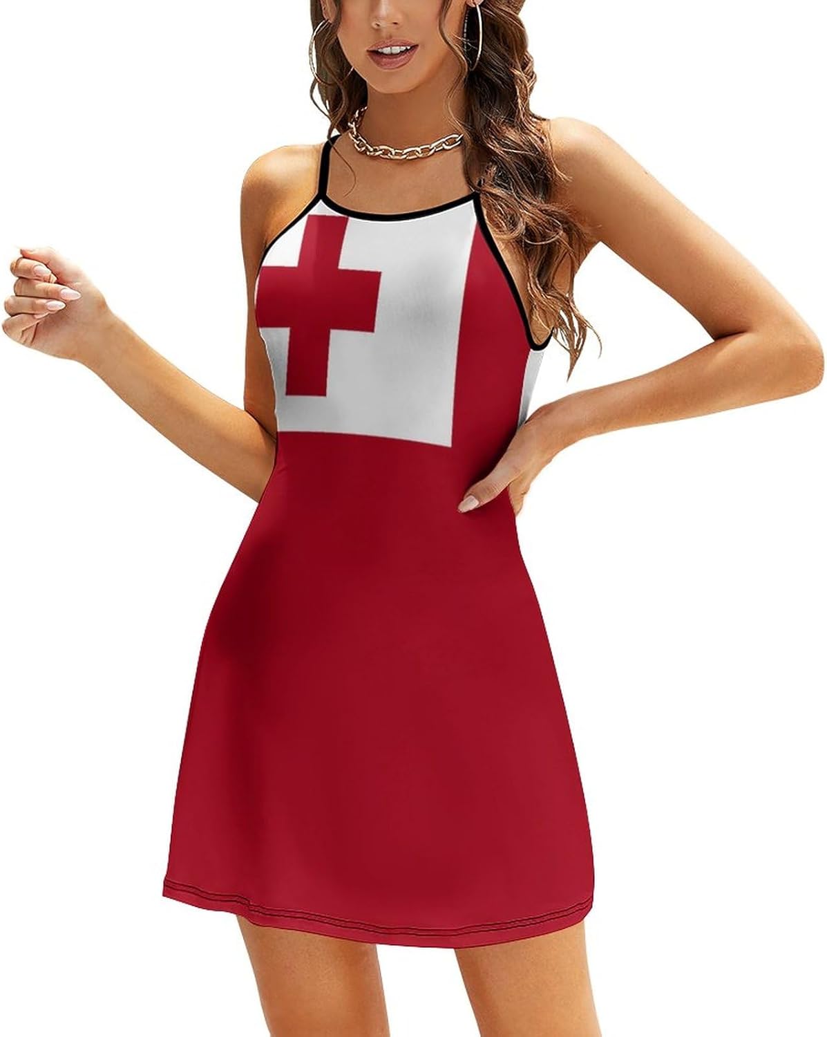 Fattyeery Elegant Casual Long Dress Uganda Flag Girls Summer Sunshine Beach Skirts for Womens
