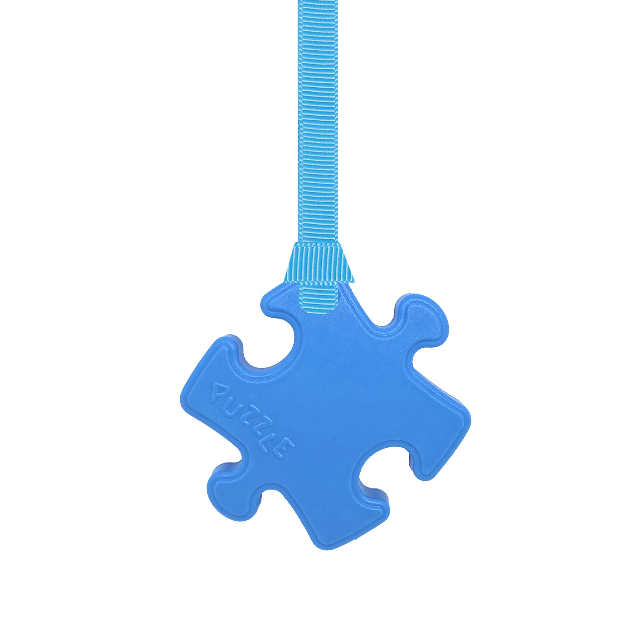 Sensory Oojamabobs - Puzzle pendant chew necklace - Autism - Blue with lanyard (6 designs available!) (70cm, Plain blue)