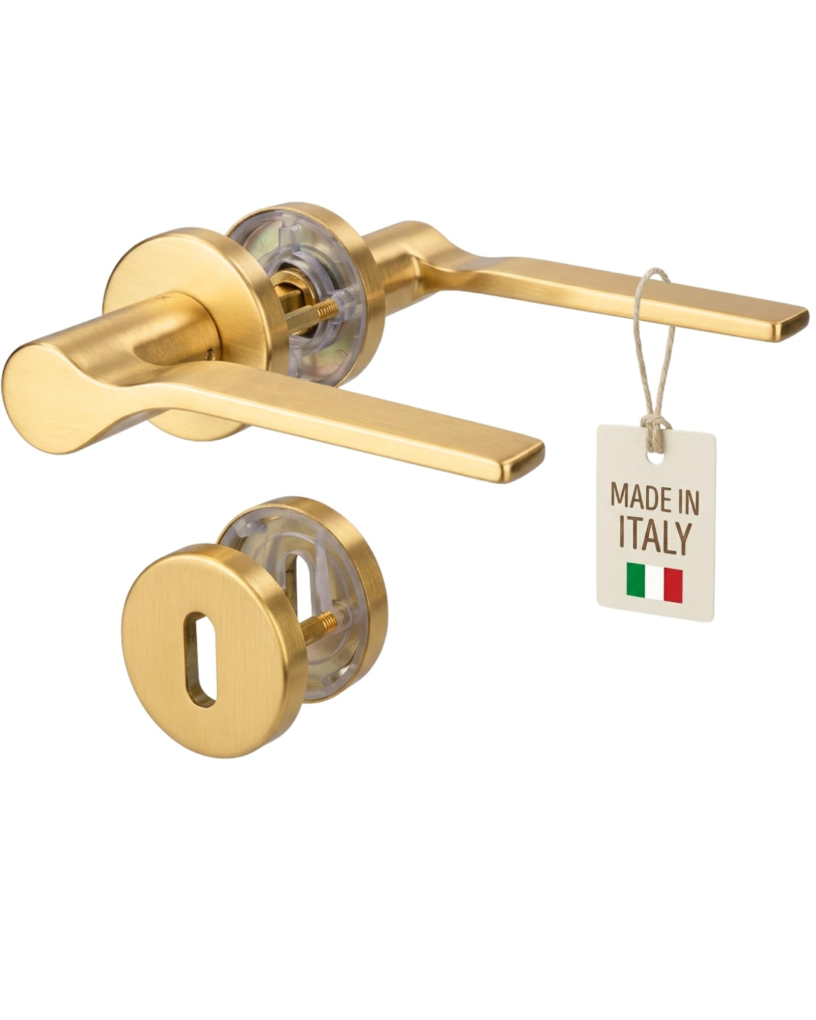 Gedotec Onda Door Handle Set for Interior Doors Made of Metal, Rosette Fitting BB Deadlock Brass, Door Handle for Room Door, Handle Set Round Rosette for Door Thickness 35 to 47 mm