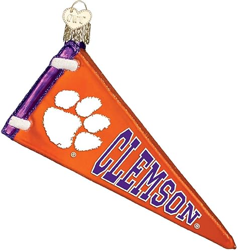 Miniatura 7 de Old World Christmas Clemenson University Tigers - Adornos de cristal soplado para capucha de árbol de Navidad, color naranja